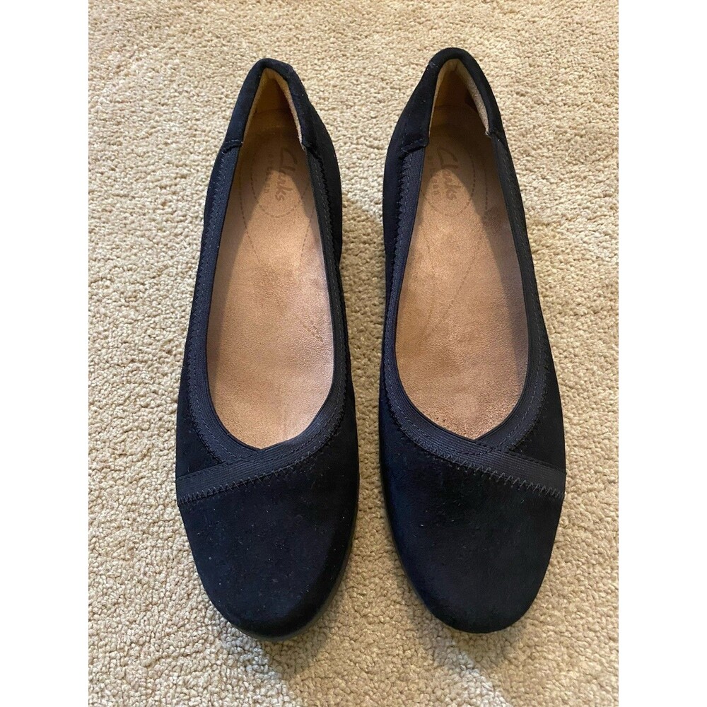 Clarks Women's Black Suede Ballet Flats